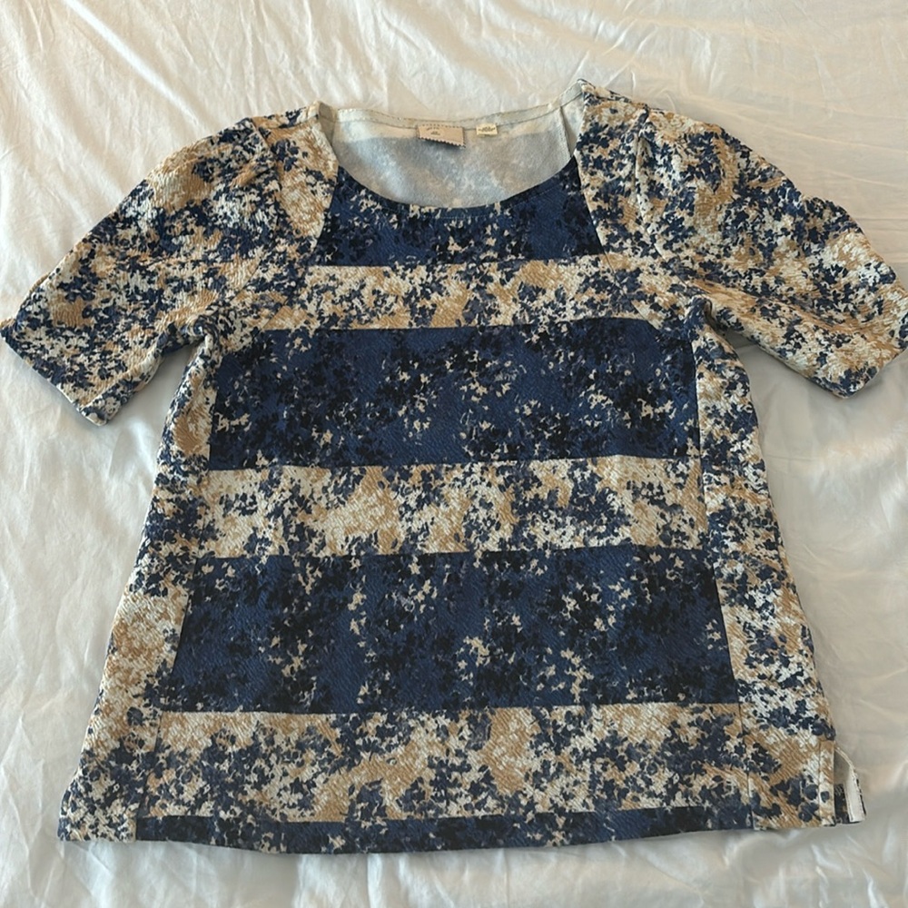 Anthropologie jacquard top mixed pattern